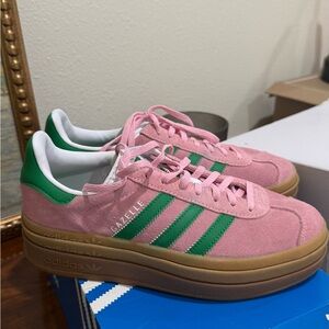 Adidas Gazelle Pink and Green Sneakers